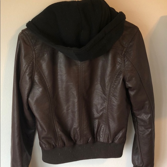 Foreign Exchange Faux Leather Jacket/Hoodie - Picture 7 of 8